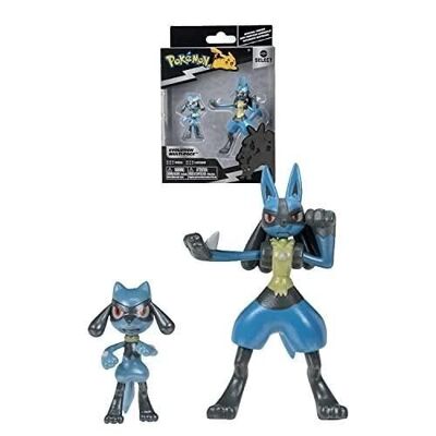 Bandai - Pokémon - Pack évolution Riolu & Lucario - Figurine Riolu 5cm + Figurine Lucario 10cm - Réf : JW2776