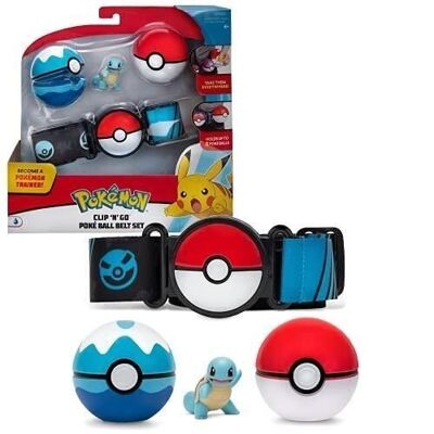 Bandai - Pokémon - Cintura Clip 'N' Go - 1 cintura, 1 Poké Ball, 1 Scuba Ball e 1 statuetta Squirtle da 5 cm - accessorio per travestirsi da Allenatore di Pokémon - Rif: JW0231