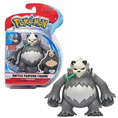 Bandai – Pokémon – Battle Feature Figure – Pandarbare (Pangoro) – 12 cm bewegliche Figur von Pandarbare mit Schlagfunktion, Eisenfaust – Ref: WT0010