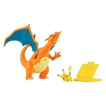 Bandai - Pokémon - Figurine Dracaufeu deluxe à fonction 15 cm + 1 figurine Pikachu 5cm - Réf : JW2731 2