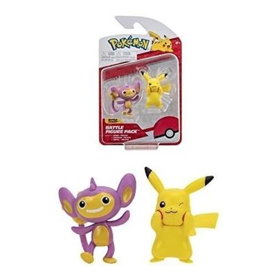 Bandai - Pokémon - Pack de 2 figuras de batalla - Pikachu y Capumin - W11 - Figuras coleccionables de 5 cm - Ref: JW2635 - Modelos aleatorios