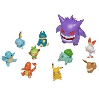 Bandai - Pokémon - Pack de 10 Figurines Ectoplasma, Pikachu, Flambino, Larméléon, Ouinstempo, Goinfrex, Salamèche, Bulbizarre, Carapuce et Evoli - Réf : JW0245 3