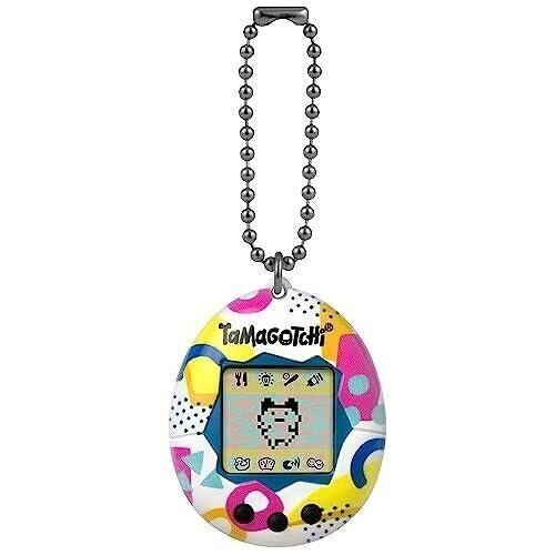 Bandai -  Tamagotchi - Tamagotchi Original - Modèle Style Memphis -L'Animal de compagnie virtuel avec écran Couleur, 3 Boutons et jeux - Réf : 42957