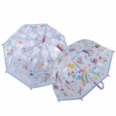 Paraguas que cambia de color transparente de fantasía