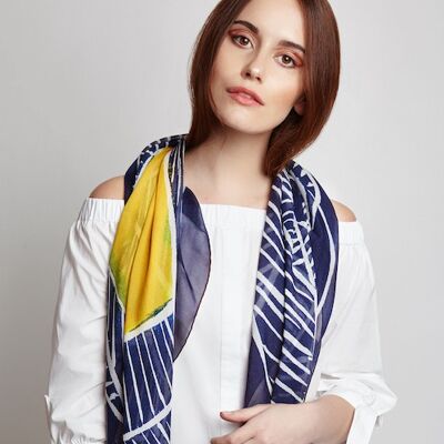 Midnight Blue - Navy silk scarf