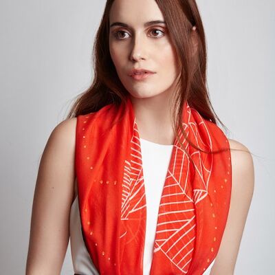 Cherry Blush - Red silk scarf