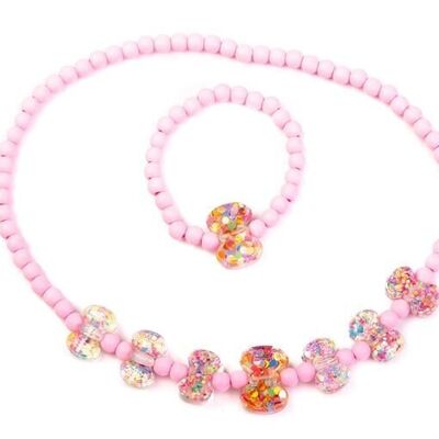 Set collana e bracciale per bambini - Elastici - Palline-fiocchi