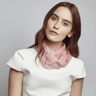 Peony Bloom - Pink silk scarf