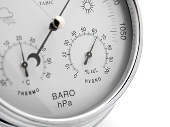 Baromètre fait main avec hygromètre et thermomètre intégrés en chrome avec cadran blanc 8