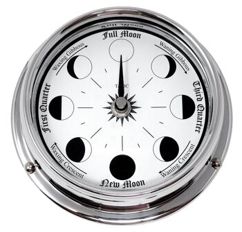 Horloge de phase de lune faite à la main en chrome avec cadran blanc 2