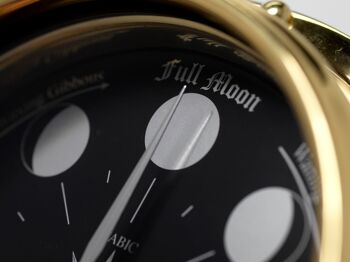 Horloge de phase de lune Prestige faite à la main en laiton massif avec un cadran noir de jais créé avec un fond en miroir 3