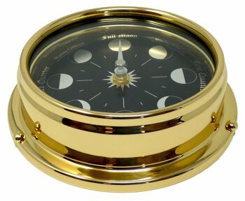 Horloge de phase de lune Prestige faite à la main en laiton massif avec un cadran noir de jais créé avec un fond en miroir 5