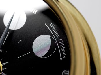 Horloge de phase de lune Prestige faite à la main en laiton massif avec un cadran noir de jais créé avec un fond en miroir 6