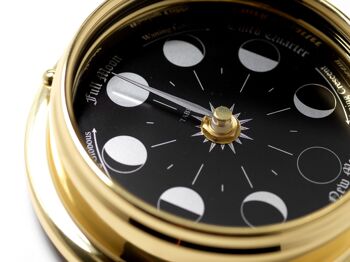 Horloge de phase de lune Prestige faite à la main en laiton massif avec un cadran noir de jais créé avec un fond en miroir 8