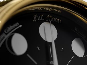 Horloge de phase de lune Prestige faite à la main en laiton massif avec un cadran noir de jais créé avec un fond en miroir 9