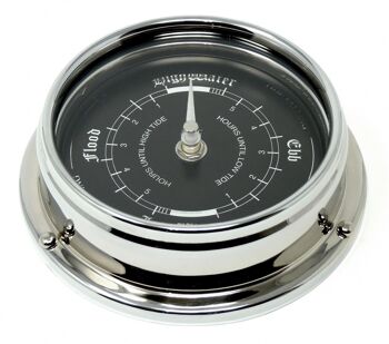 Horloge de marée Prestige faite à la main en chrome avec un cadran en aluminium noir de jais créé avec un fond en miroir 4