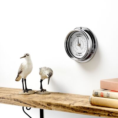 Horloge de marée faite à la main en chrome avec cadran blanc
