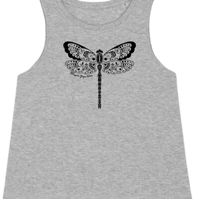 Graues Libellen-Yoga-Trägershirt
