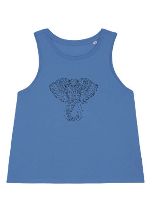 Blue Elephant Print Yoga Vest Top