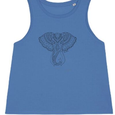 Blue Elephant Print Yoga Vest Top