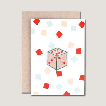 GREETING CARD - with iron on patch Dice 1