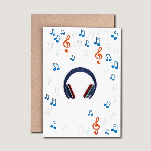 GREETING CARD - with iron on patch Headphones