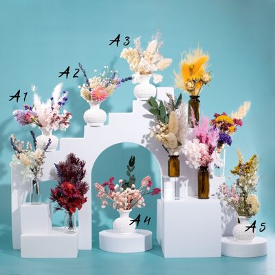 Mini Blumenstrauß mit Vase und Geschenkbox - Geschenk für Geburtstag, Taufe und als kleines Dankeschön