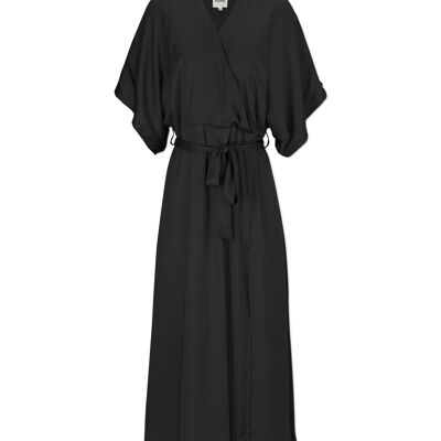 Langes schwarzes Kleid aus 100 % Rosenfaser