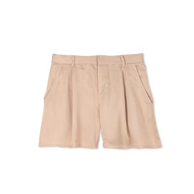 Beigefarbene Pince-Shorts aus 100 % orangefarbener Faser
