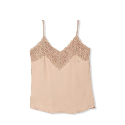 Beige Lace Tank Top 100% Orange Fiber