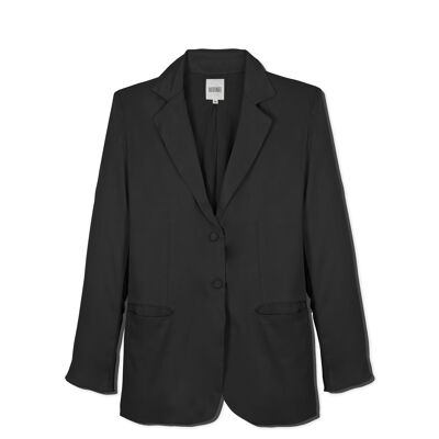 Black Shoulder Pad Blazer Jacket 100% Orange Fiber