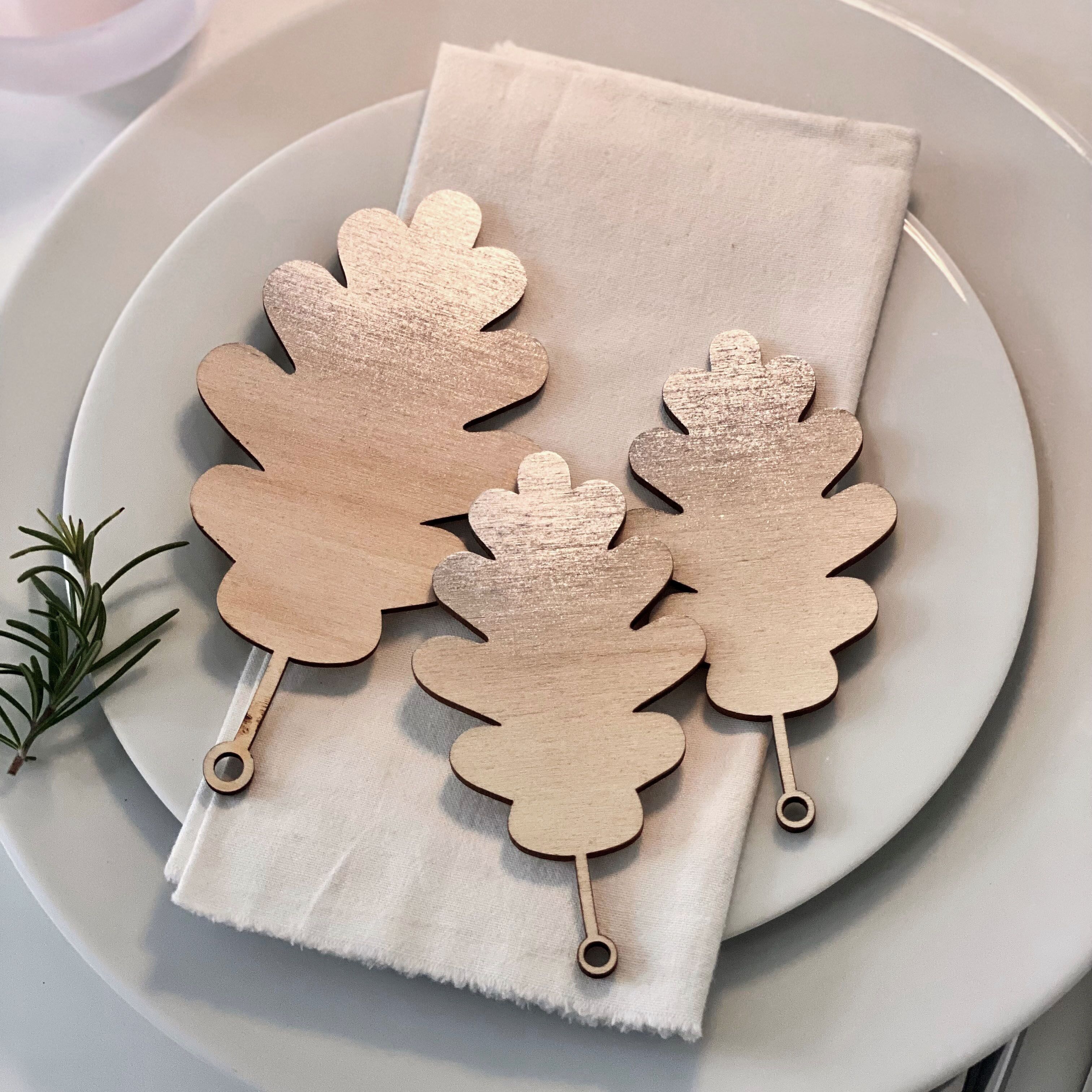 Foglie di quercia in un set di 3 dimensioni. M