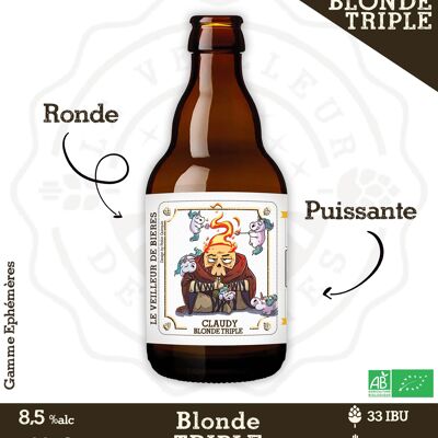 Le Veilleur de Bières bio - Claudy blonde Triple 8,5% 33cl