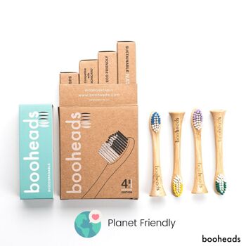 Soniboo - Têtes de brosse à dents électrique en bambou compatibles avec Sonicare* | Nettoyage en profondeur 4PK Multi 4