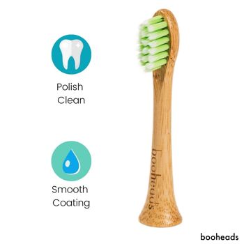 Soniboo - Têtes de brosse à dents électrique en bambou compatibles avec Sonicare* | Polish Clean 4PK Vert et Bleu 3