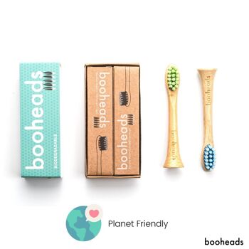 Soniboo - Têtes de brosse à dents électrique en bambou compatibles avec Sonicare* | Polish Clean 4PK Vert et Bleu 4