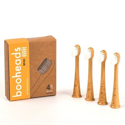booheads - 4PK - Cabezales de cepillo de dientes eléctrico de bambú - Edición MINI - Blanco | Compatible con Sonicare | Biodegradable Ecológico Sostenible