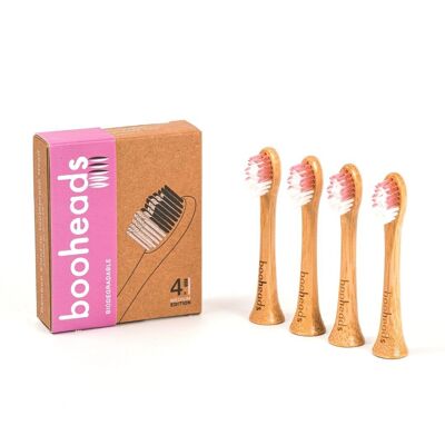 Soniboo - Cabezales de cepillo de dientes eléctricos de bambú compatibles con Sonicare* | Limpieza profunda 4PK EDICIÓN ROSA