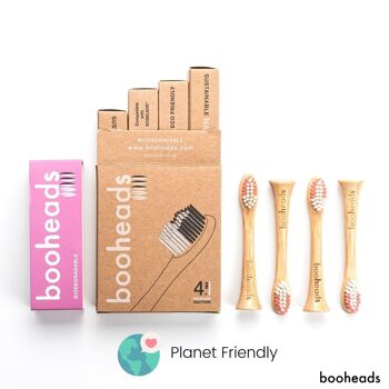Soniboo - Têtes de brosse à dents électrique en bambou compatibles avec Sonicare* | Deep Clean 4PK ÉDITION ROSE 4