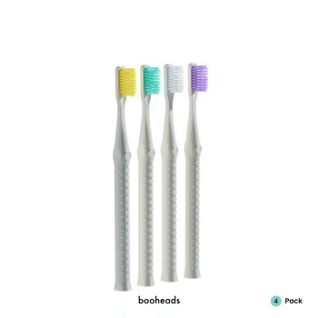 booheads - 4PK - Brosses à dents écologiques biodégradables | Biodégradable, recyclable et végétal 1