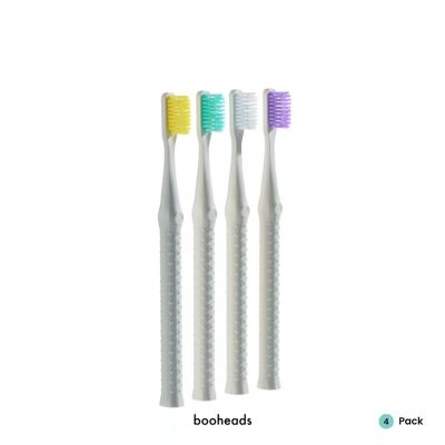 booheads - 4PK - Spazzolini da denti ecologici biodegradabili | Biodegradabile, riciclabile e di origine vegetale
