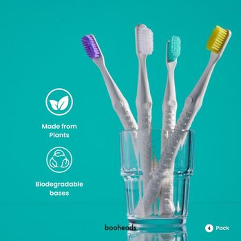 booheads - 4PK - Brosses à dents écologiques biodégradables | Biodégradable, recyclable et végétal 3