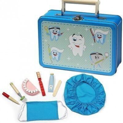 Dentist case 20 cm with accessories made of wood 35952