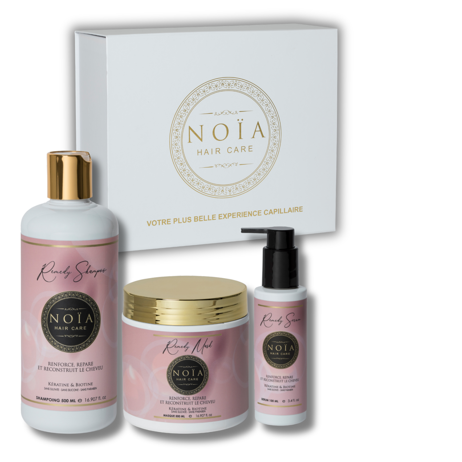 NOÏA Hair Remedy Set – Repair Routine – Shampoo, Mask & Serum