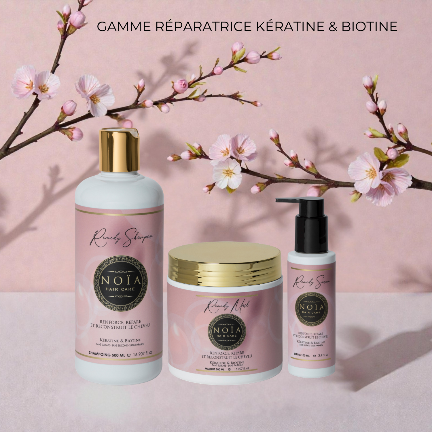 Coffret Remedy NOÏA Hair – Routine Réparatrice – Shampoing, Masque & Sérum