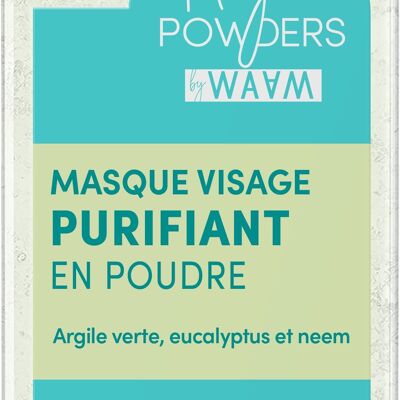 WAAM Cosmetics – ORGANIC Purifying Powder Face Mask – Wasserfrei – Alle Hauttypen – ECOCERT ORGANIC-zertifiziert – Vegan – 50 g – Ohne Konservierungsstoffe – Tägliche Pflege mit grüner Tonerde