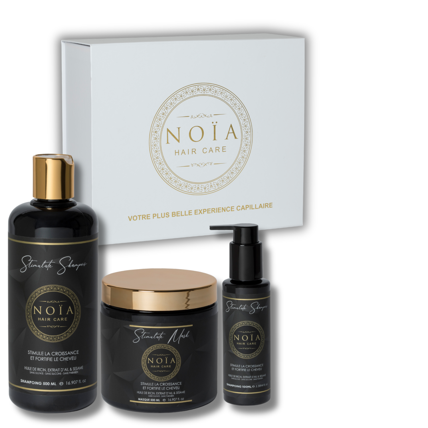 NOÏA Hair Stimulate Set – Fortifying Routine – Shampoo, Mask & Serum