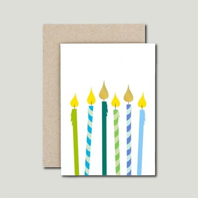 GREETING CARD - Candles blue