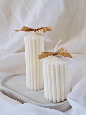 Bougies de soja pilier nervuré décoratif (paquet de 2uni) 3