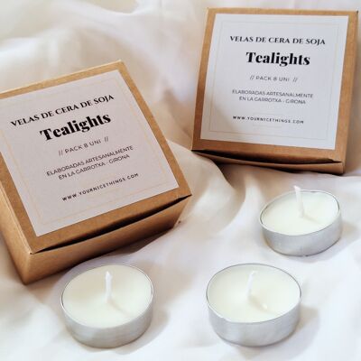 Tealight soy wax candles (pack 8 uni)